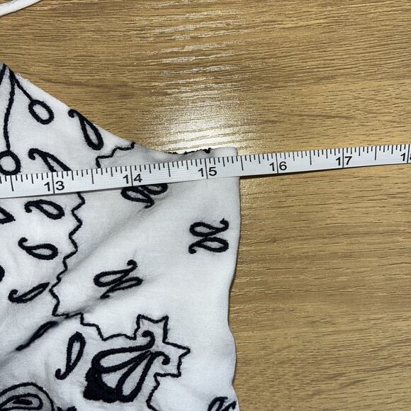 NWT Madewell Embroidered V-Neck Midi Dress Size Medium Bandana White Black Lace - Picture 8 of 8